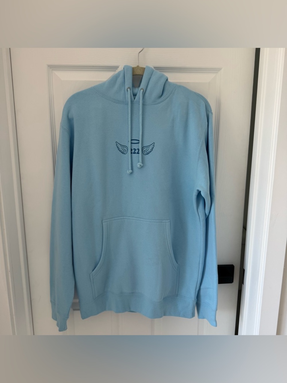 Yours Truly Phora NWOT 222 Angel Numbers Sweatshirt Hoodie Baby Blue